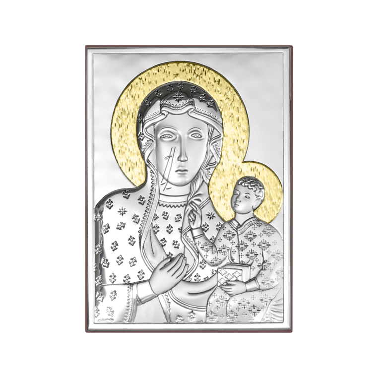 sixsilver jubiler obrazek pamiatka sakramentu swietego matka boska z dzieciatkiem posrebrzenie